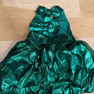 Shiny Metallic Green Bow Bubble Dress